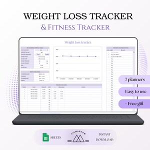 Weight Loss BUNDLE | Fitness Tracker | Google Sheets | Calorie Tracker | Meal Planner | Habit Tracker | Digital Workout Planner