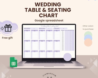 Wedding Seating Chart Template | Wedding seating and table plan | Digital Wedding Table Numbers List | Seating Chart for Wedding Planning