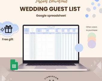 Wedding Guest List Template | Google Sheets Wedding Guest Tracker | Digital RSVP & Invitation Tracker