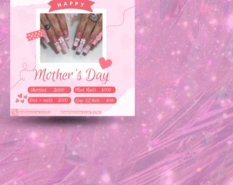 Folleto de ofertas del Día de la Madre, Plantilla de Canva editable DFY, Instalaciones de pelucas, Locs, Trenzas MUA, Lash Tech, Ceras, Folleto de ventas de Nail Tech Redes sociales