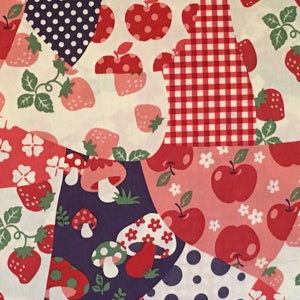 Trefle created by Kokka - flowers, mushrooms, fruits and dots print made in Japan 100% cotton , RARE, OOP - 1/2yd