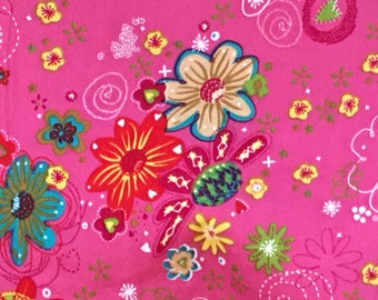 European Whimsical Flowers and Swirls Belles Fleurs fabric Hilco Stenzo Oilily Imported from Europe, ctn RARE, OOP- 19 3/4”x56”