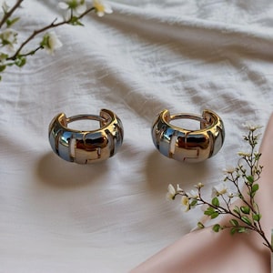 Gold and Silver-Tone Modern Hoop Earrings