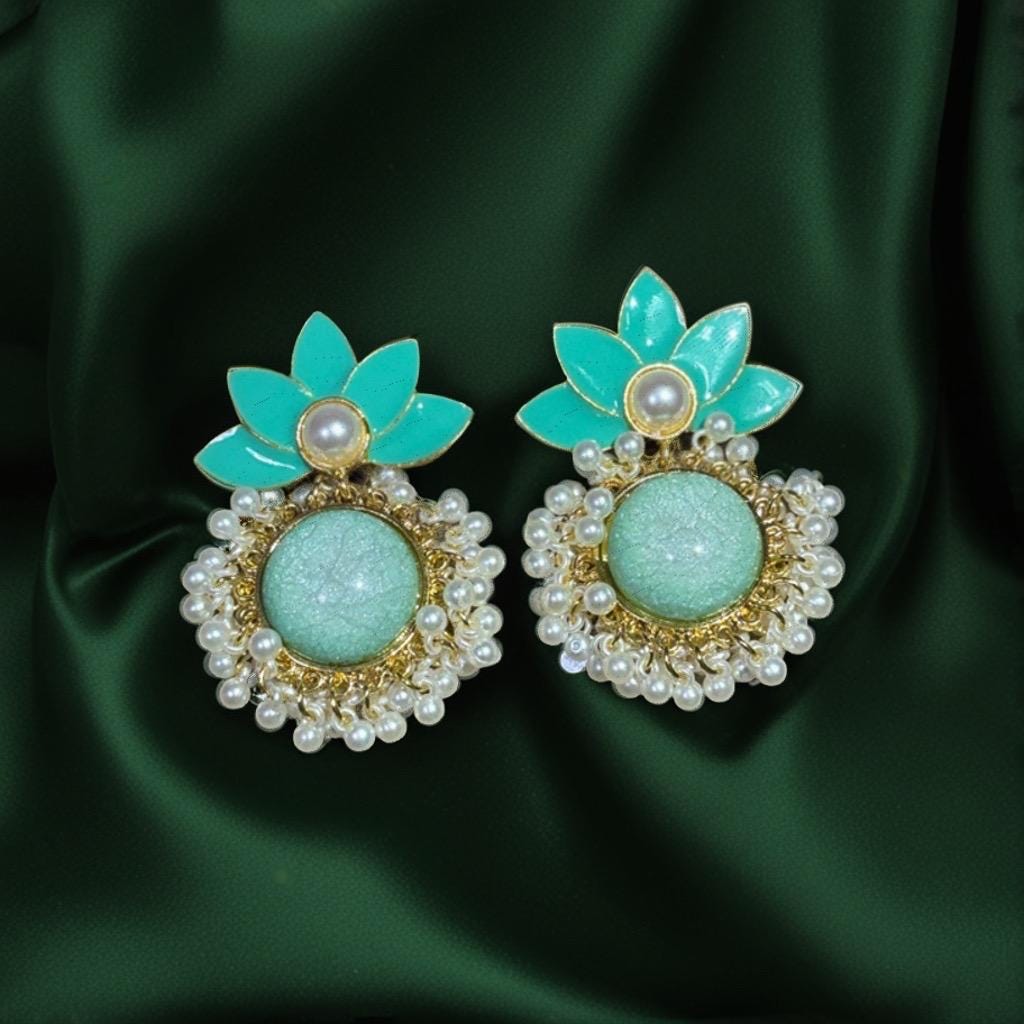 Sea green colour earrings deals