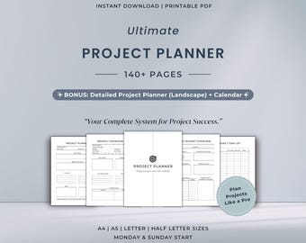 Ultimate Project Planner Printable Bundle | All-In-One Project Management System | Work Plan for Businesses