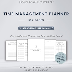 Time Management Planner Printable Bundle | Time Blocking | Task Batching Worksheet | Priority Matrix