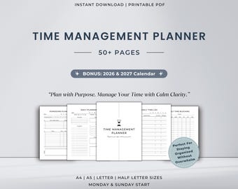 Time Management Planner Printable Bundle | Time Blocking | Task Batching Worksheet | Priority Matrix