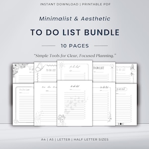 Minimalist To Do List Printable Bundle | Daily Task Tracker | Routine Checklist | Daily Planner