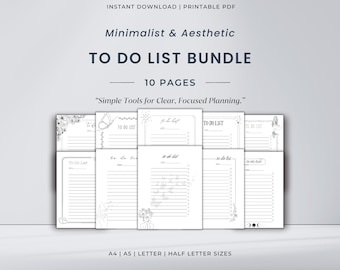 Minimalist To Do List Printable Bundle | Daily Task Tracker | Routine Checklist | Daily Planner