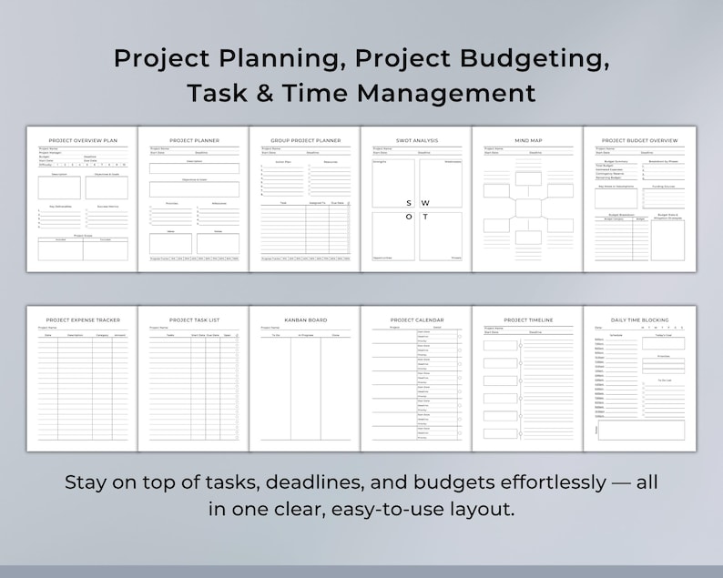 Essential Project Planner Printable Bundle | Task Tracker | Timeline ...