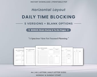 Planificador de 24 horas imprimible con bloqueo de tiempo diario horizontal y lista de tareas pendientes.