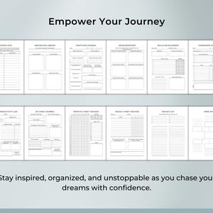 Printable planner insert – Gratitude Journal, Skills Development, Habit Tracker, My Habit Journey. Designed to boost mindfulness and positivity. Instant digital download, printable PDF planner.