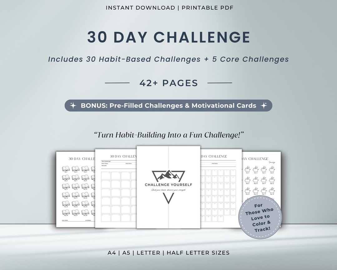 30 Day Habit Challenge Printable Bundle | Habit Forming Tool and ...