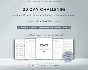 30 Day Habit Challenge Printable Bundle | Habit Forming Tool and Tracker | Bonus Pre-Filled Template