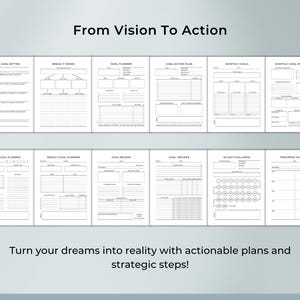 Printable planner template – Goal Planner, Goal Action Plan, Monthly Goals, Weekly Goal Planner, Goal Review, Goal Tracker. Perfect for tracking habits, goals, and routines. Printable PDF for personal use, instant download.