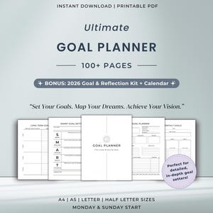 Ultieme doelplanner afdrukbare bundel | SMART doelen stellen en voortgang bijhouden | Bonus 2026 Vision-kit