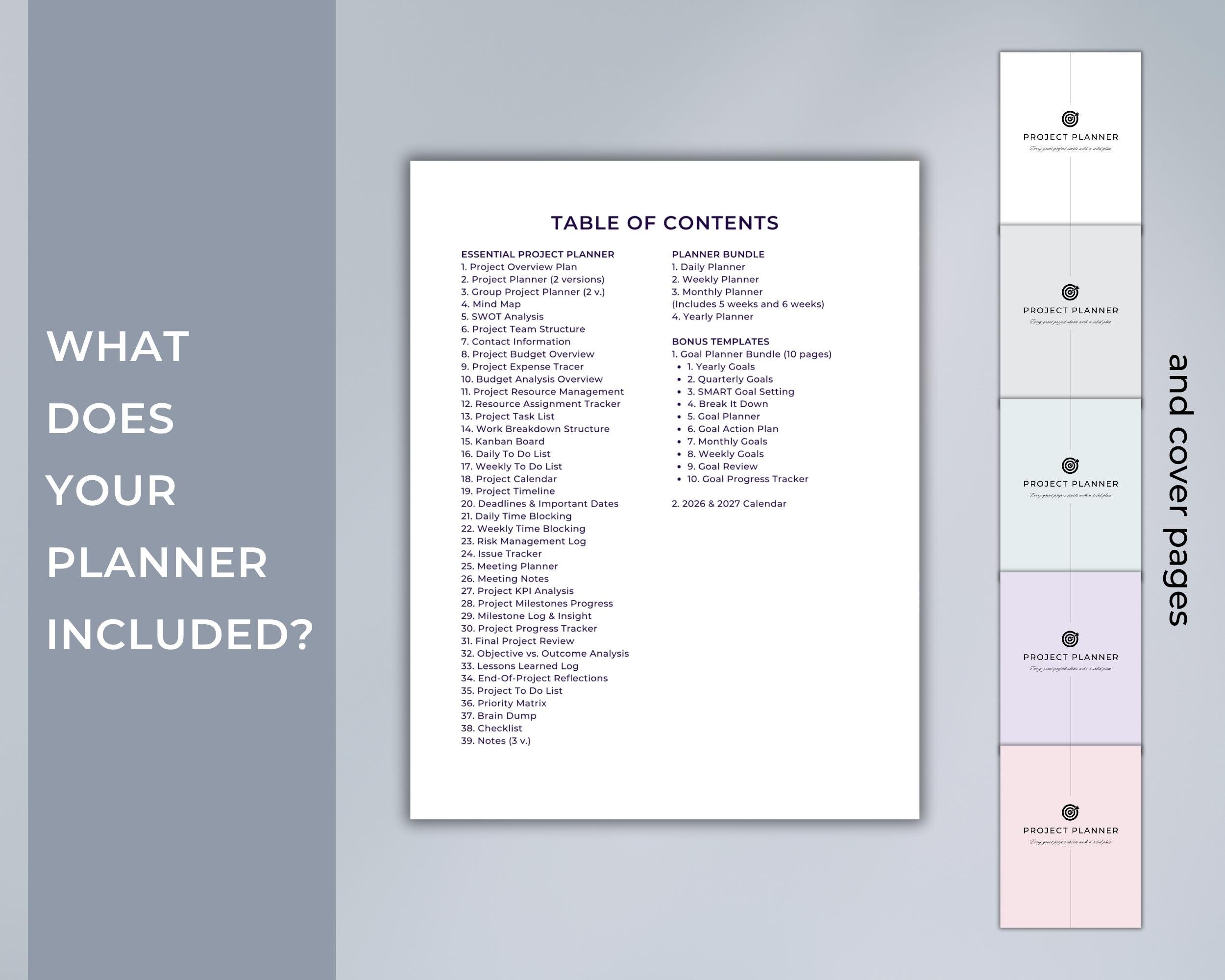 Essential Project Planner Printable Bundle | Task Tracker | Timeline ...