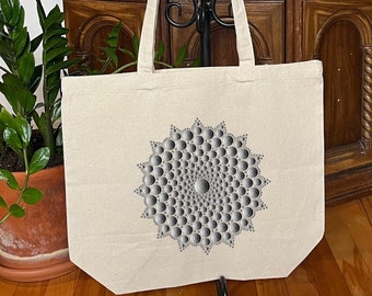 Mandala Tote bag, Big grocery bag, Cotton shopping bag, Psychedelic beach bag, Funky design reusable bag, Witchy eco-friendly bag