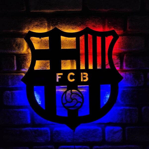 Enseigne LED avec logo FC Barcelone - Logo de l'équipe de football, oeuvre d'art murale - Blaugrana Blaugrana pour fans et décoration