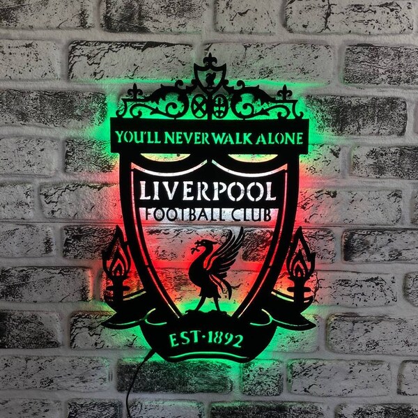 Liverpool Logo Led Sign - Premier League Logo Wall Decor - Christmas Gift - Gifts for Him - Handmade Gift - Wall Art , Christmas , Team Logo