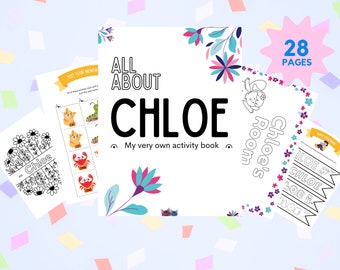 Custom Activity Book Instant Download | Chloe | Personalized Printables | Kids Fun Puzzle + Craft Pack