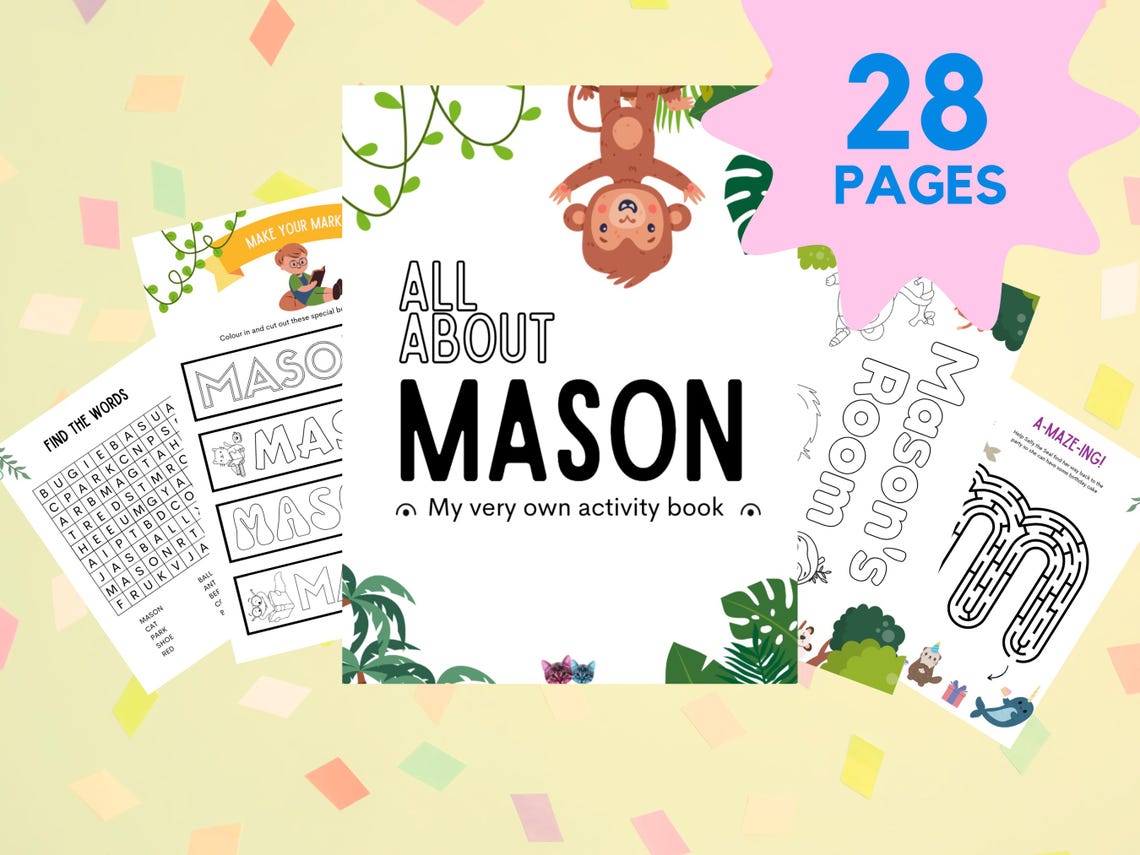 Custom Activity Book Instant Download | Mason | Personalized Printables ...