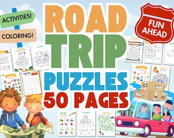 Ultimate Road Trip Puzzle Pack | 50 Page Activity Bundle | Printable PDF | Keeps Kids Busy in the Car for Hours