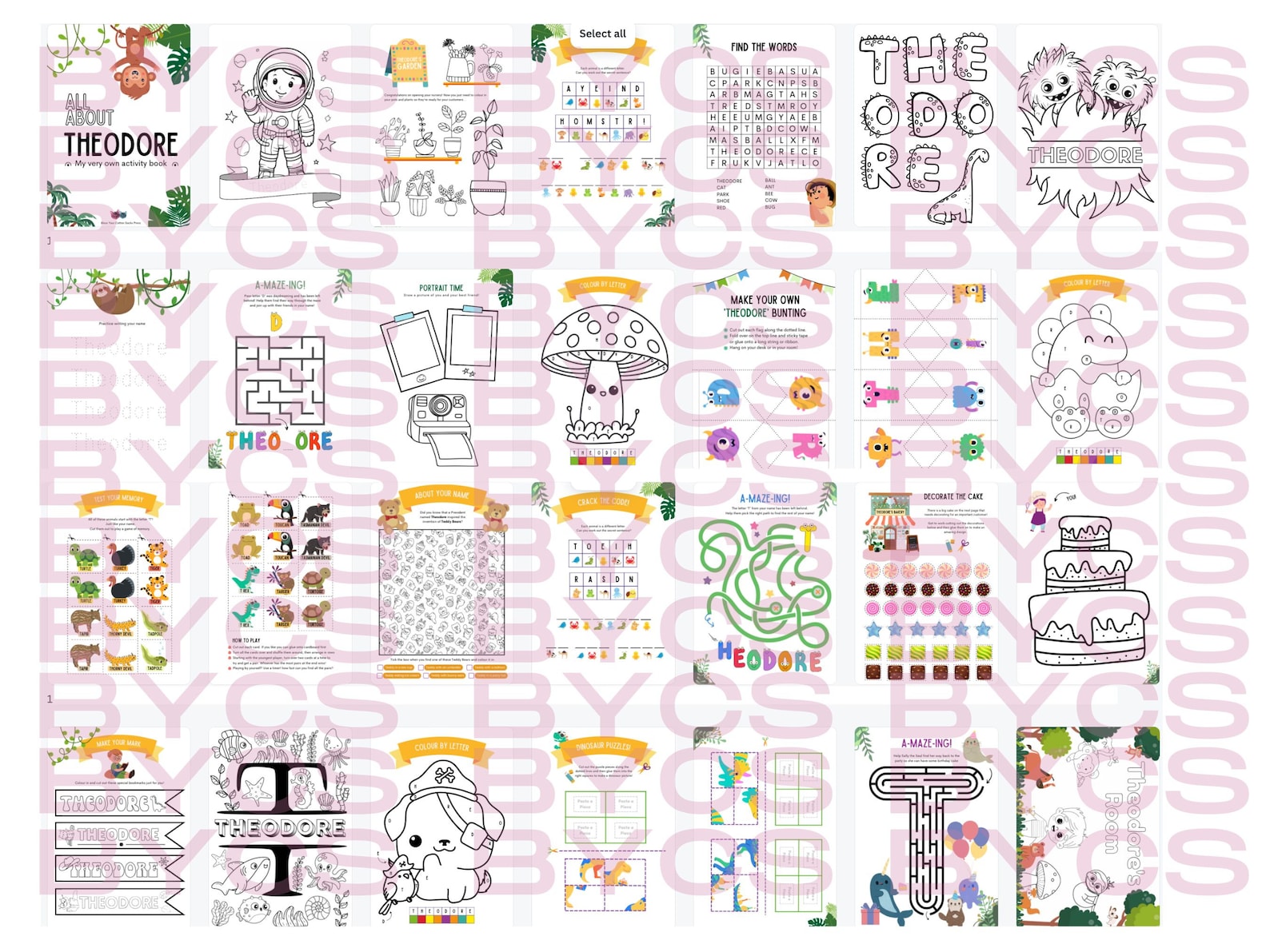Custom Activity Book Custom Activity Book Instant Download | Theodore | Personalized ...