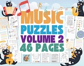 Music Puzzle Pack Volume 2 | 45 Page Activity Bundle | Printable PDF | Music Theory Fun | Homeschool Resource