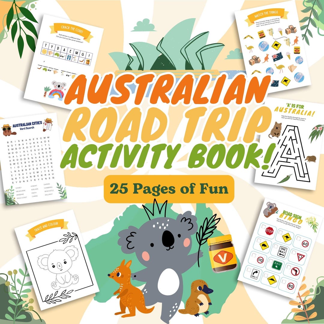 Australian Road Trip Activity Book | 25 Pages of Aussie Themed Puzzles ...