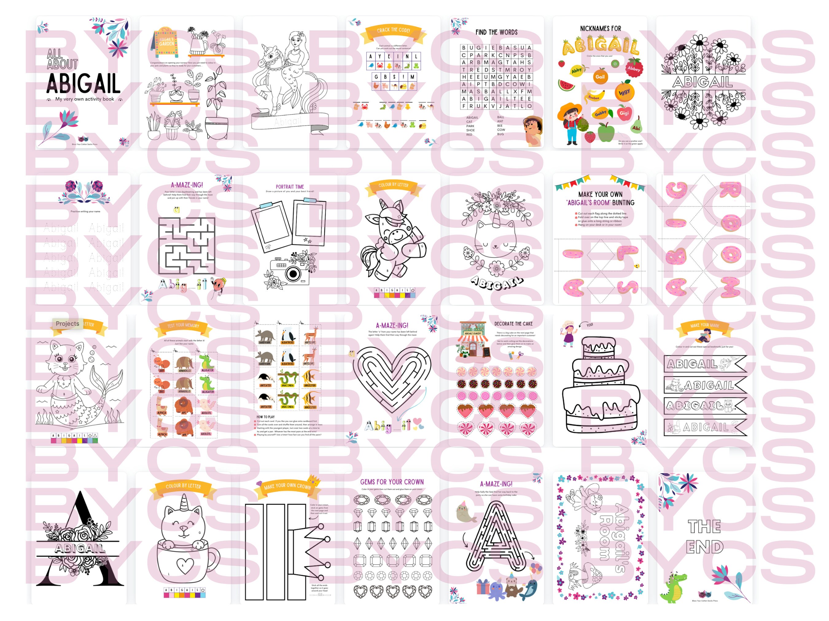 Custom Activity Book Custom Activity Book Instant Download | Abigail | Personalized ...