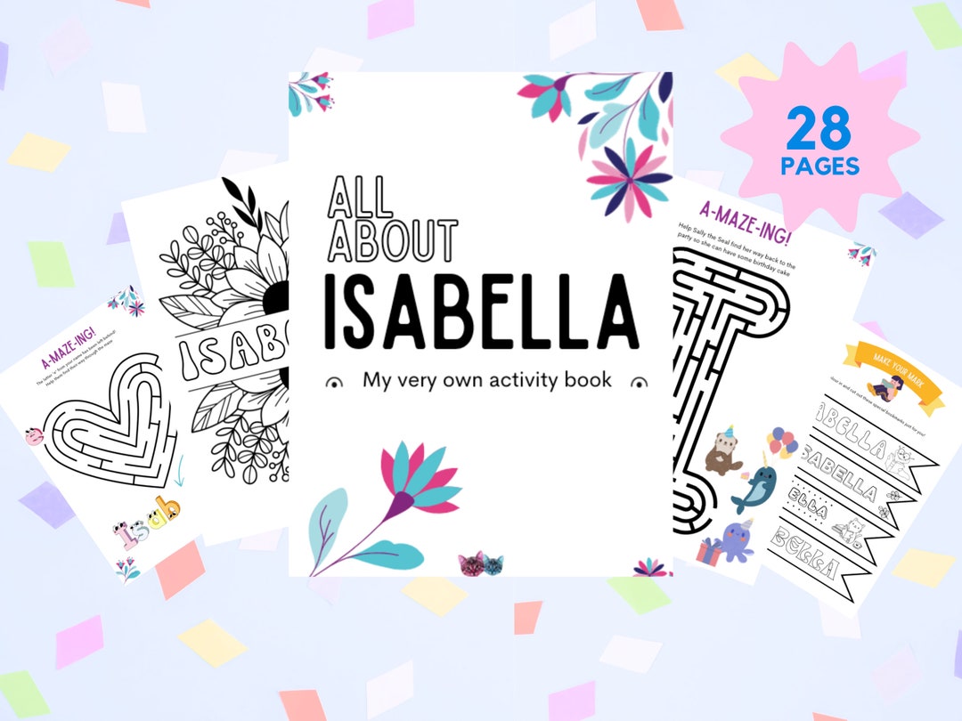 Custom Activity Book Custom Activity Book Instant Download | Isabella | Personalized ...
