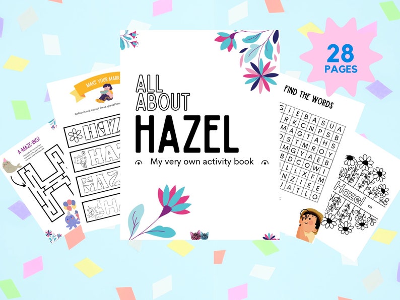 Custom Activity Book Instant Download | Hazel | Personalized Printables ...