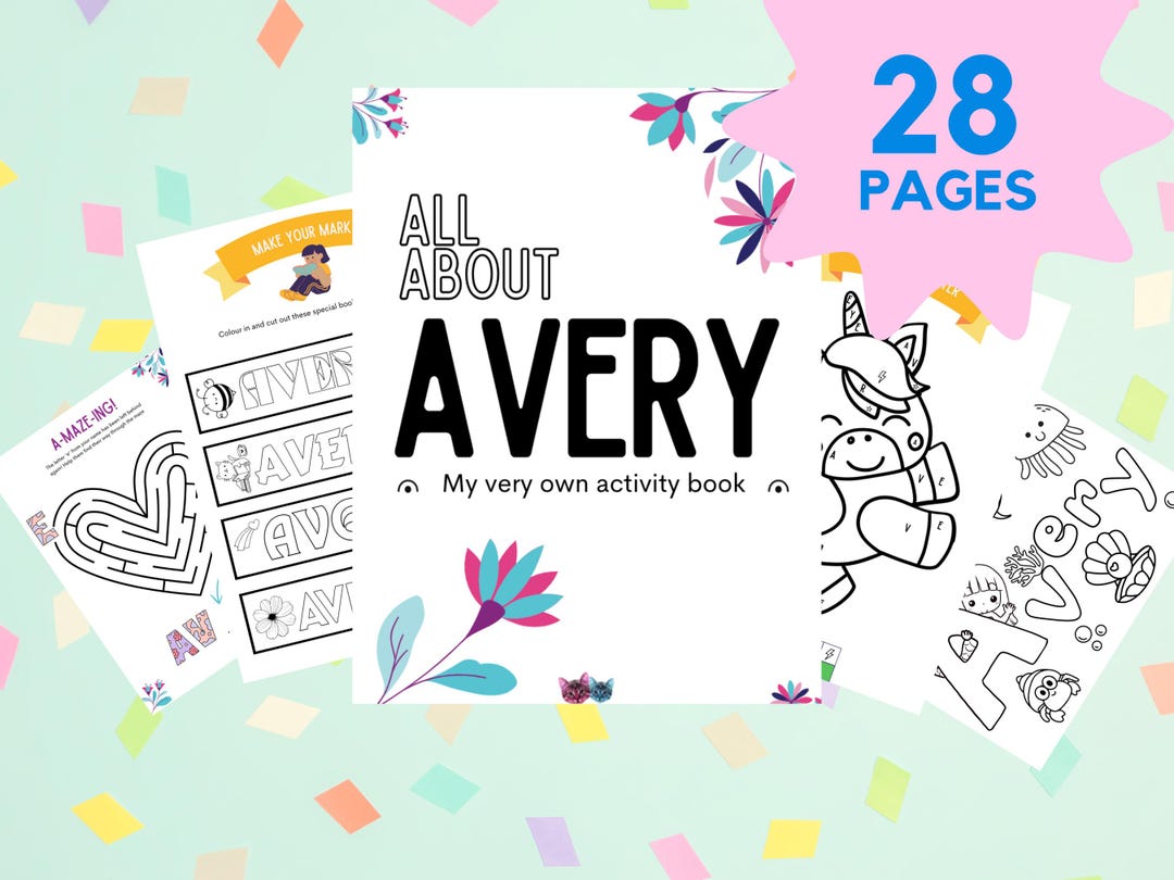 Custom Activity Book Instant Download | Avery | Personalized Printables ...
