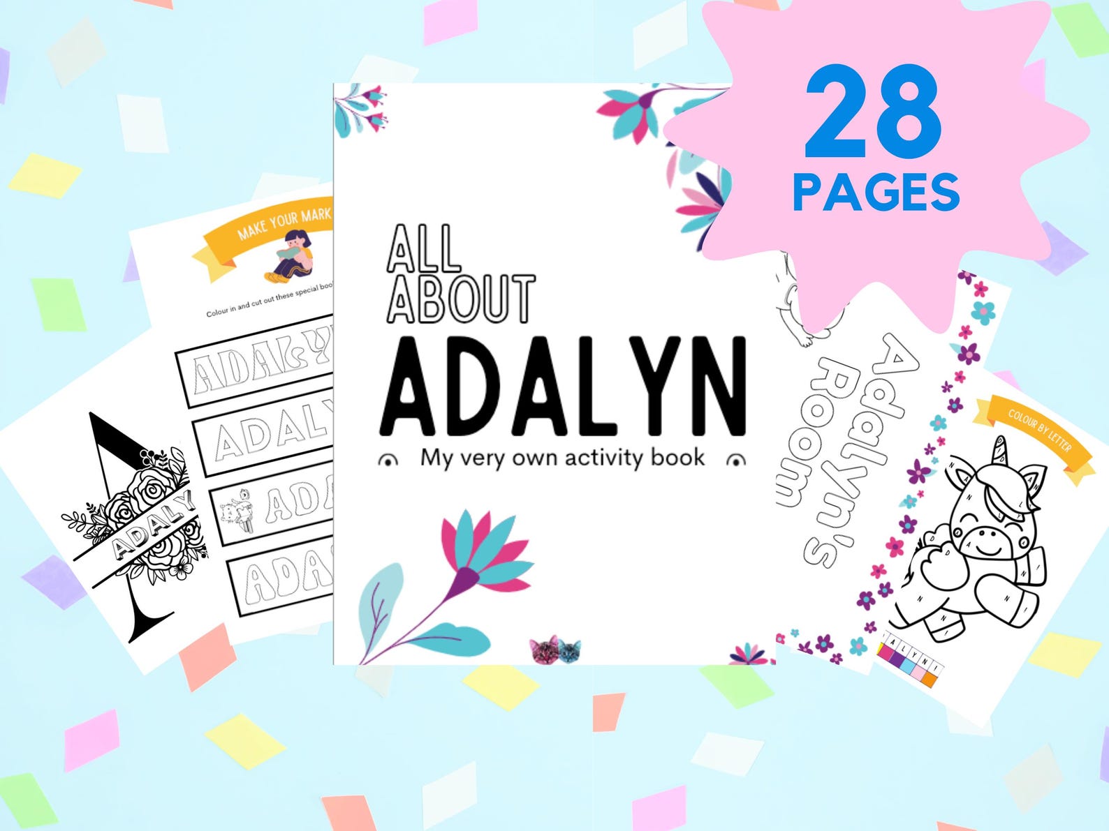 Custom Activity Book Instant Download | Adalyn | Personalized ...