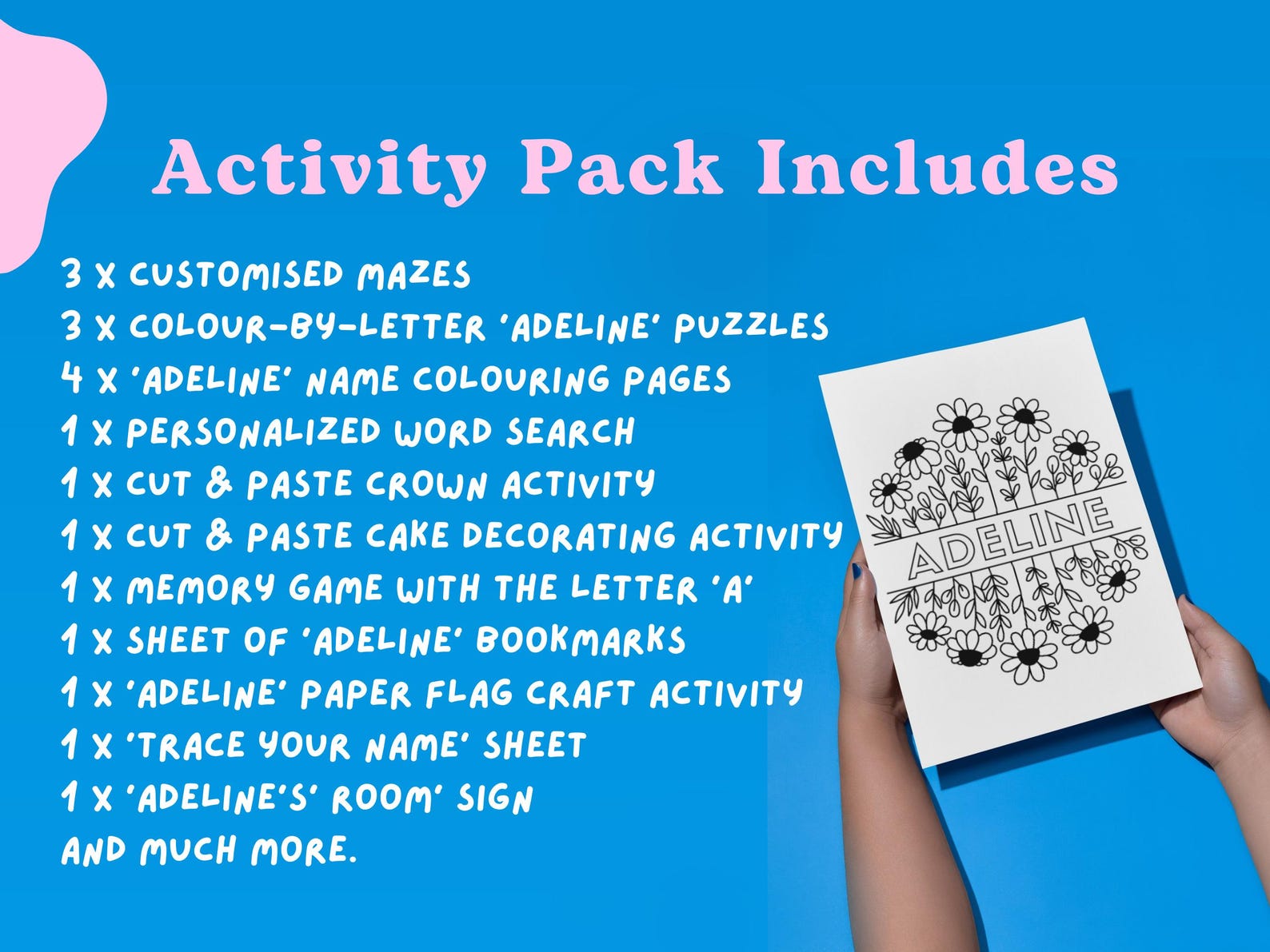 Custom Activity Book Custom Activity Book Instant Download | Adeline | Personalized ...
