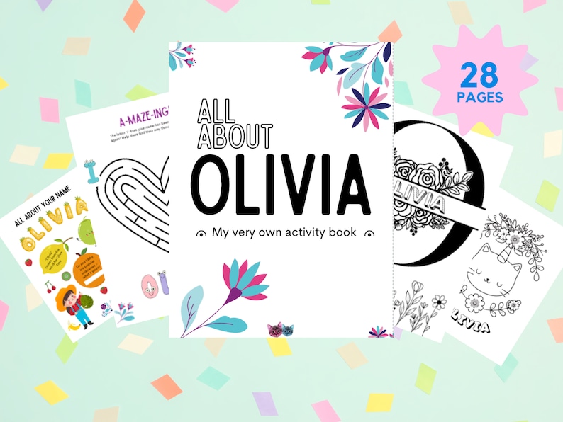 Custom Activity Book Instant Download | Olivia | Personalized ...