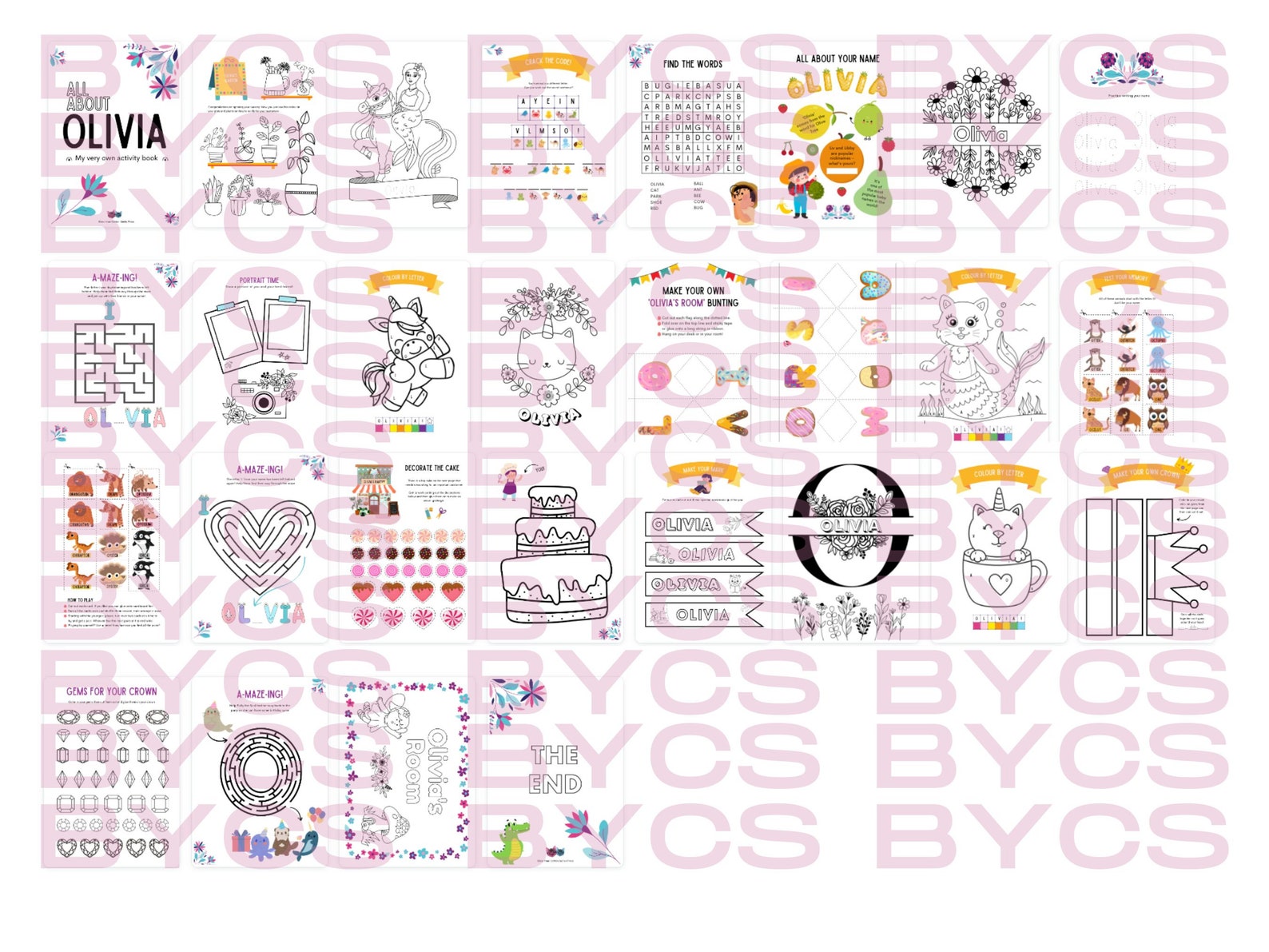 Custom Activity Book Instant Download | Olivia | Personalized ...