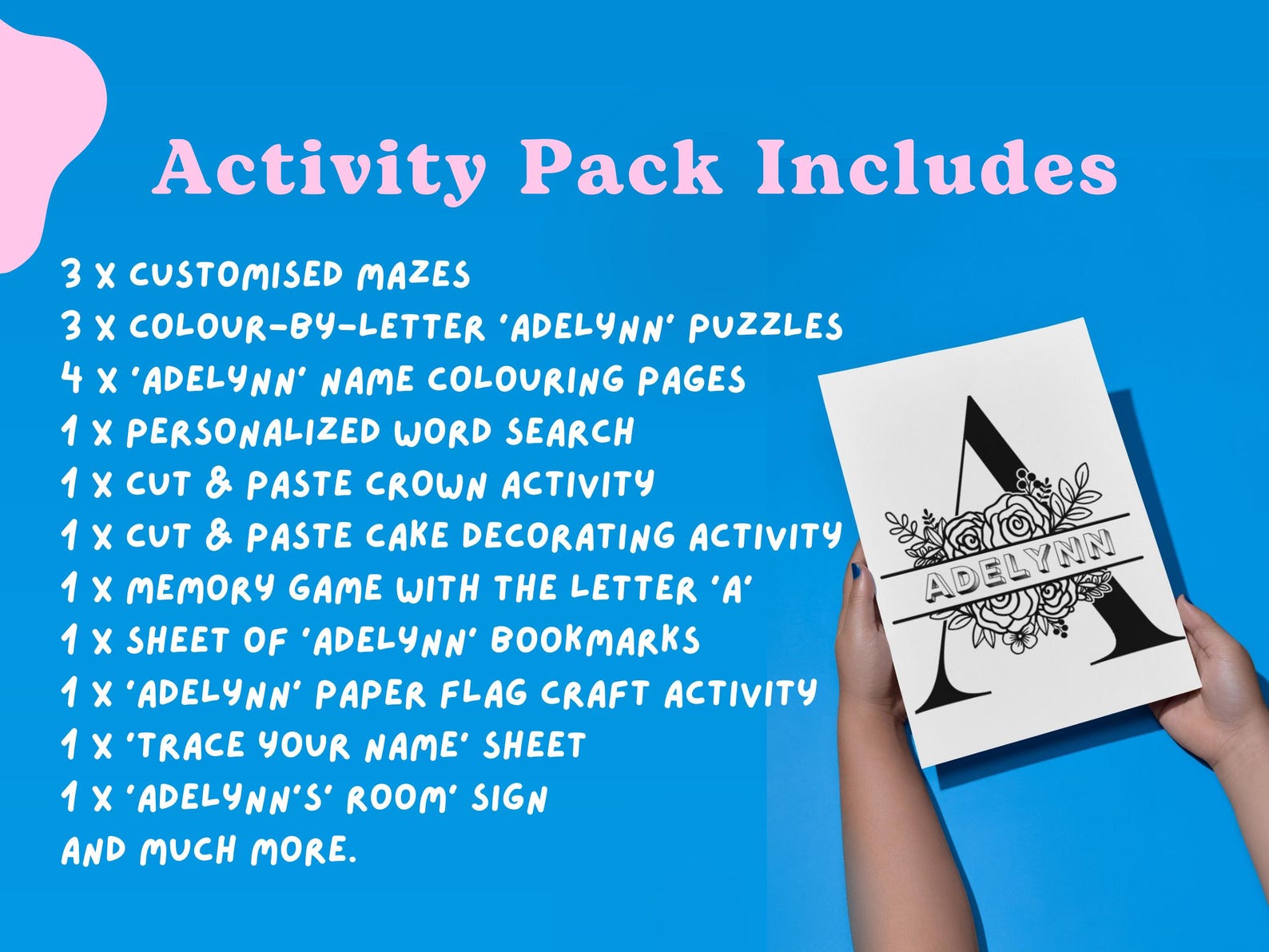 Custom Activity Book Instant Download | Adelynn | Personalized ...