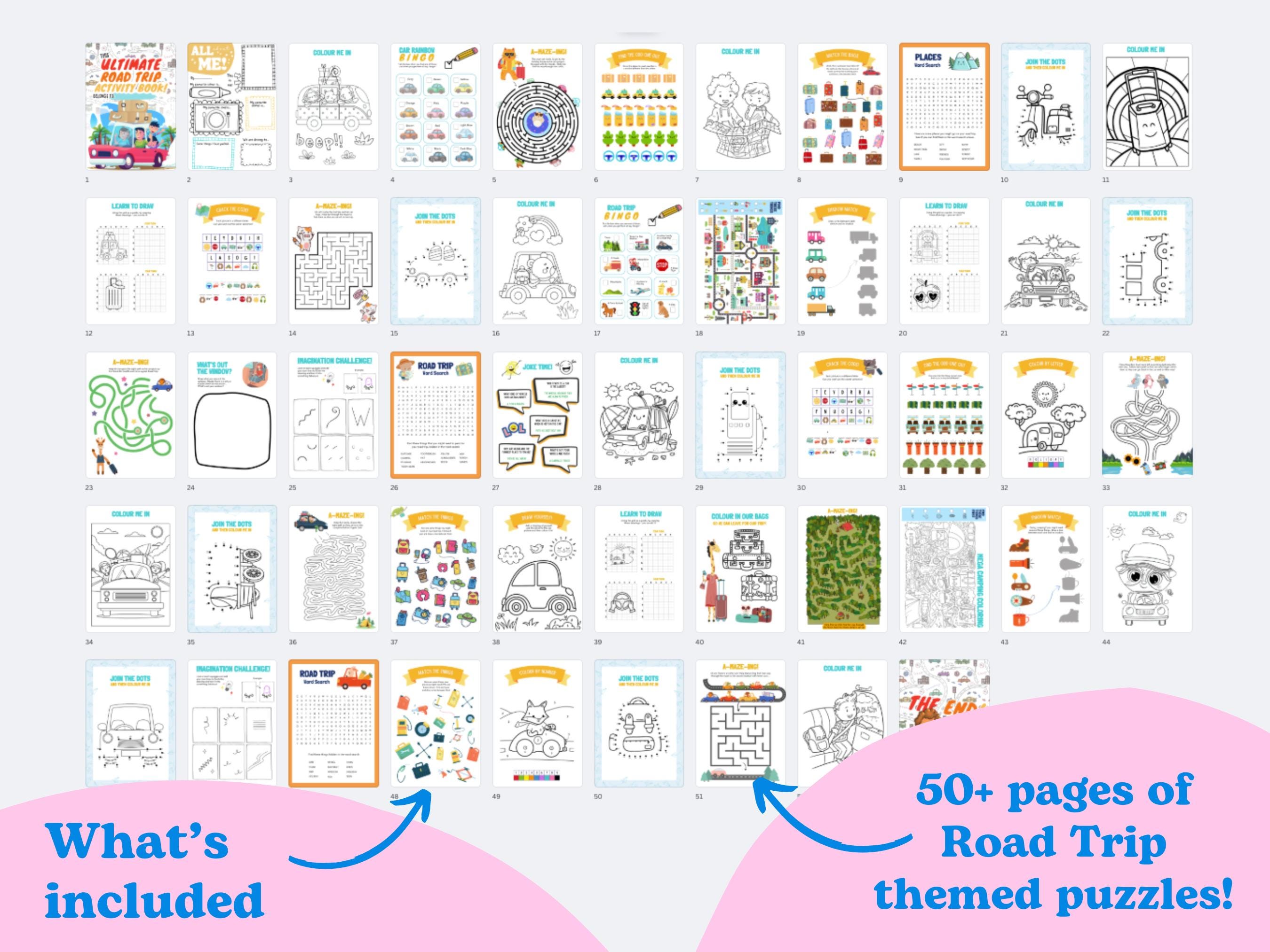 Ultimate Road Trip Puzzle Pack | 50 Page Activity Bundle | Printable ...