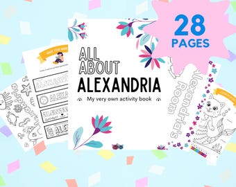 Custom Activity Book Instant Download | Alexandria | Personalized Printables | Kids Fun Puzzle + Craft Pack
