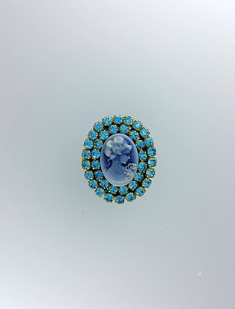 Crystal Ear Cuff Blue Victorian Earrings Jewelry Cameo Earrings Blue Ear Cuff Cameo Ear Cuff Cameo Jewelry Blue Cuff Earring
