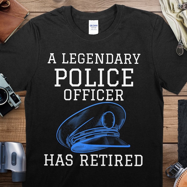 Retired Police Officer T-Shirt, Legendary Law Enforcement Retirement Gift, Blue Graphic Tee for Men and Women