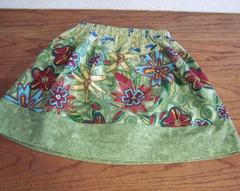 Girls twirl skirt summer skirt cotton full skirt size 6 7 green prints