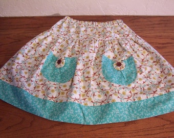 Girls Summer Skirt size 7 8 Retro Prints Pockets