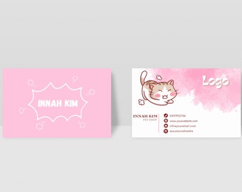 NEEKO - Bussines Card Template, Pink Warm and Cute Modern Business Card, Editable Printable, ADD your LOGO