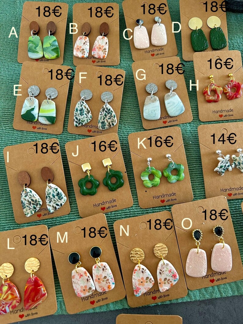 Polymer Clay, Ohrringe, Handmade, Fimo, Schmuck, Polymerclay Earrings, Statement Ohrringe, artsymindbymel, handgefertigter Schmuck, Gold Bild 1