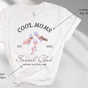 PERSONALIZED Social Club Tee Shirt with Cocktails, Bella + Canvas Short Sleeve Tee, Cotton & Polyester blend | Bachelorette, Birthday, Moms