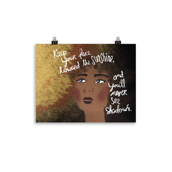 Inspiring Women Empowerment Art with Quote, Hand Illustrated and Lettered Original Artwork, Black Woman Art, Gift for Her, Feminist Art