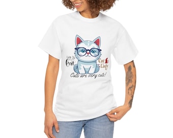 Camiseta de moda para mujer - camiseta de primavera - Camiseta gráfica minimalista - Regalo amante de los gatos -Camiseta de gatos - camiseta de moda para mujer o unisex